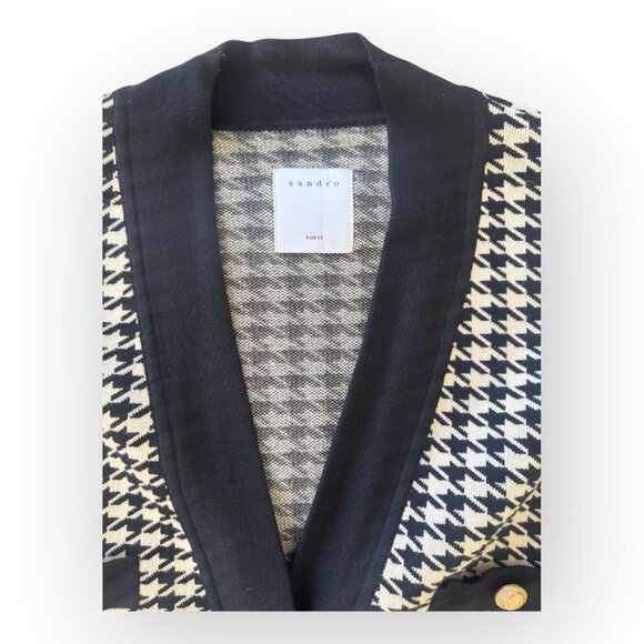 Sandro Houndstooth long cardigan sweater jacket - Medium or 6/8 - Picture 6 of 8
